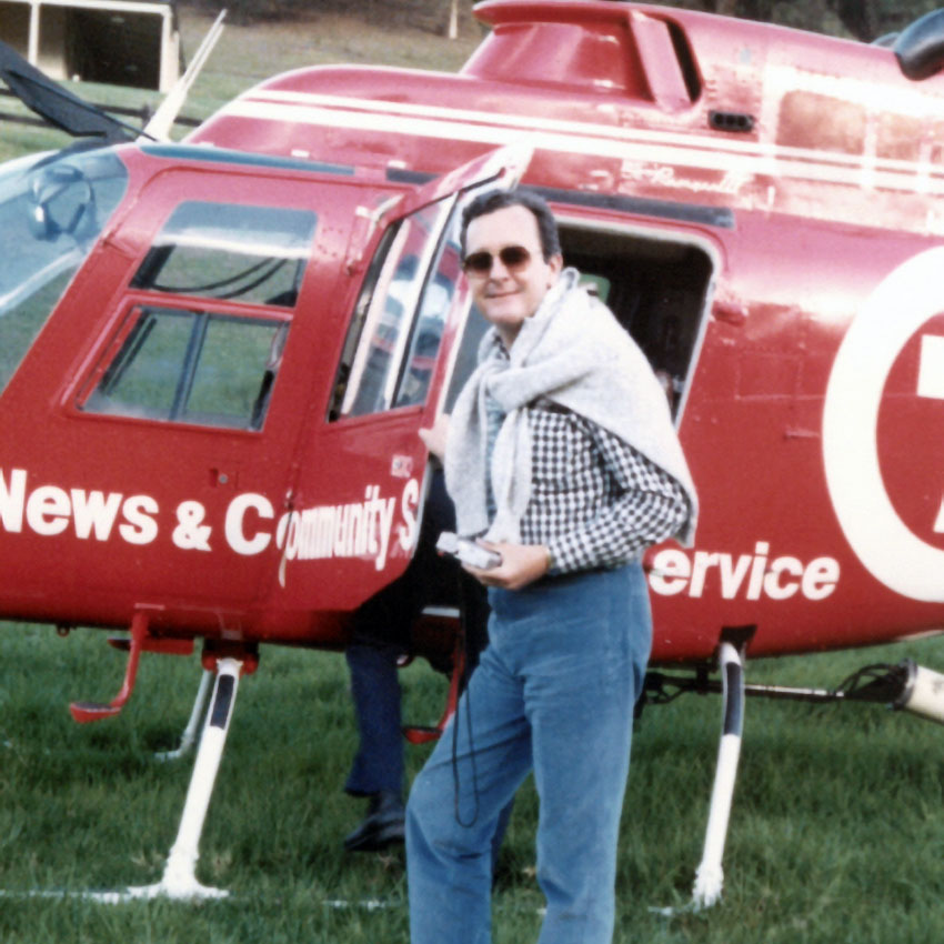 James boarding the Channel 7 Chopper - he was Chairman of Channel 7 for many years. 
