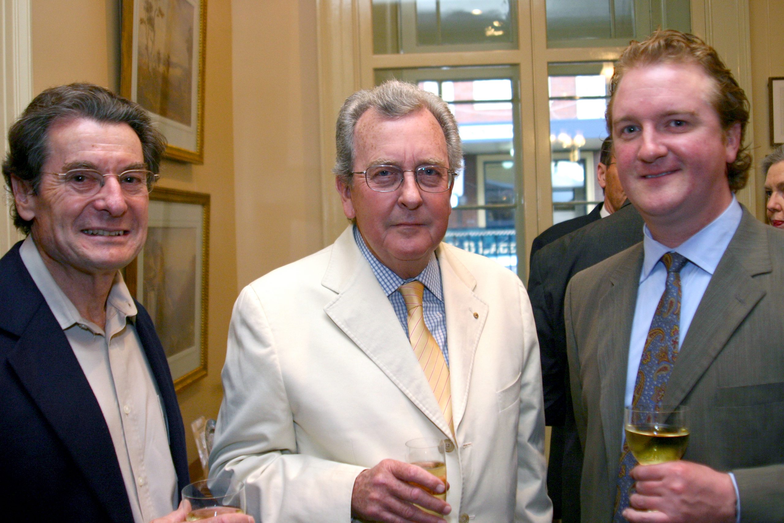 From L: Allen Robinson, James’ long-time advisor, James, and Edward Simpson, James’ nephew, 2004. Allen and Edward became James' executors on his death.