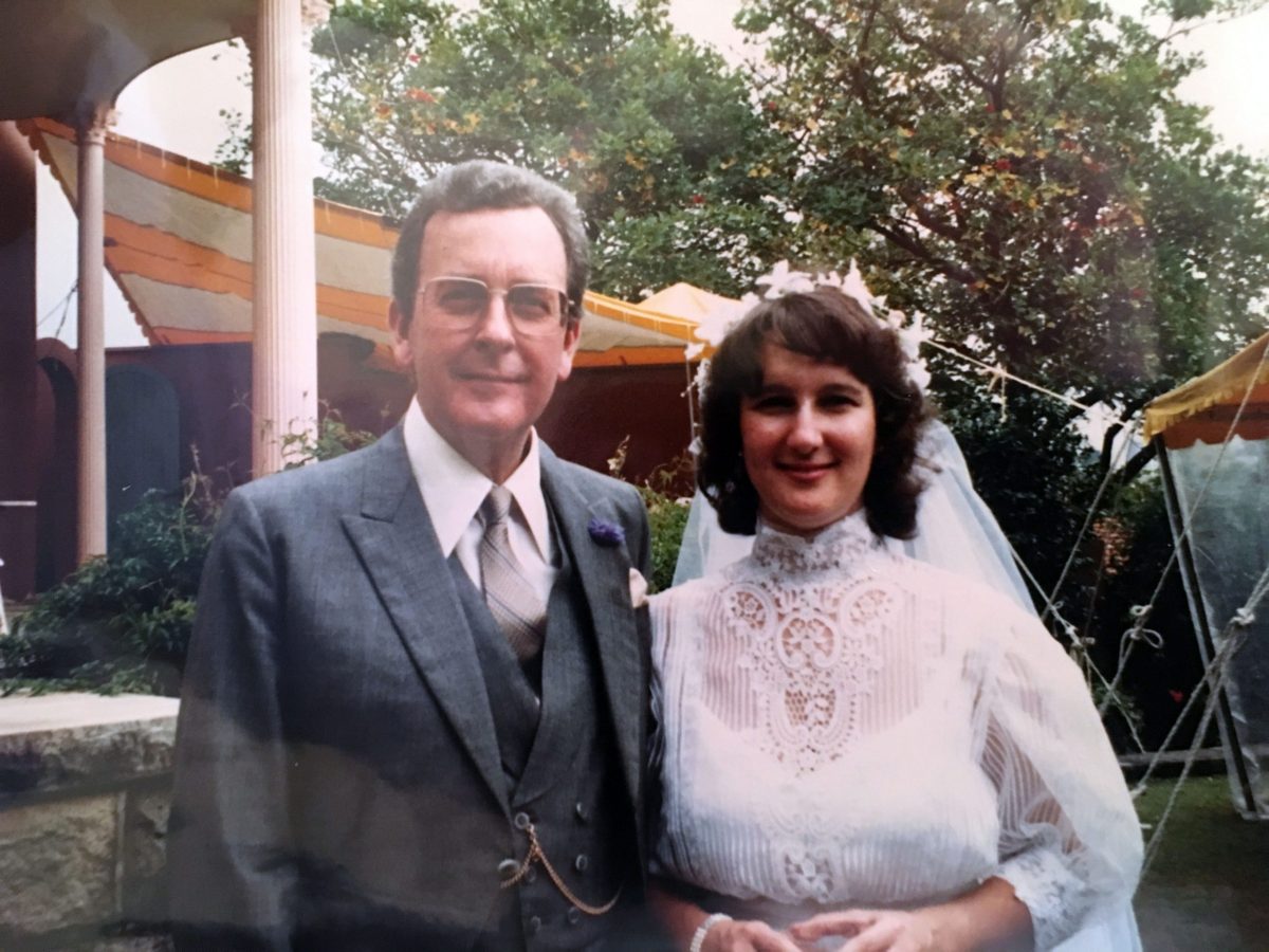 James and his niece Louise Simpson on her wedding day, 1989